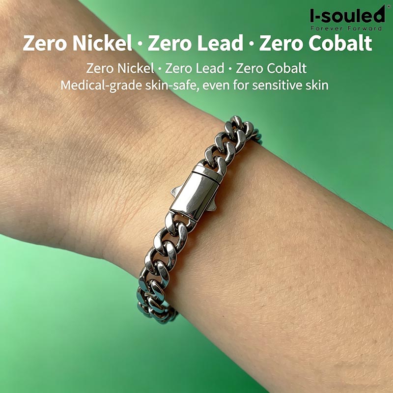 Ceramic Link Bracelet - Bracciale in Titanio Solido da 7mm,