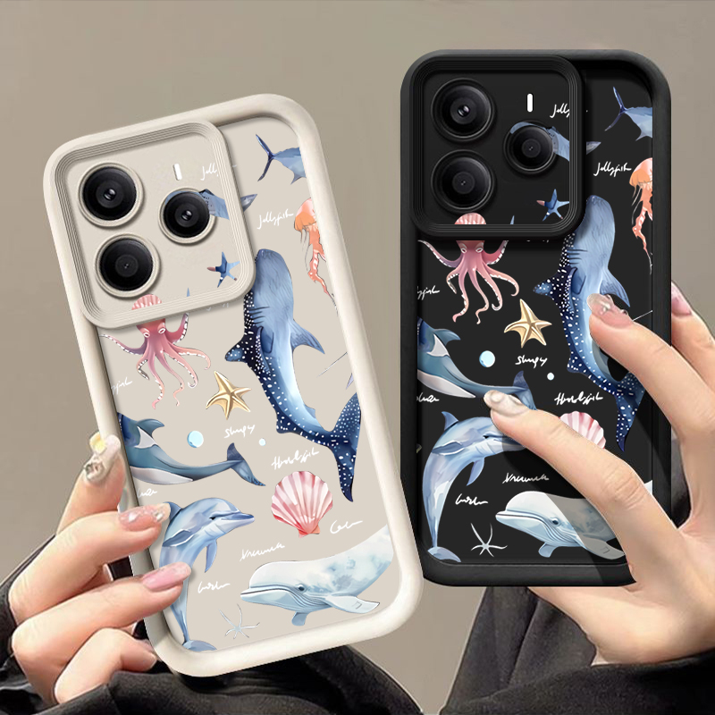 Xiaomi Redmi Note 14 - Custodia Morbida con Motivo a Delfino