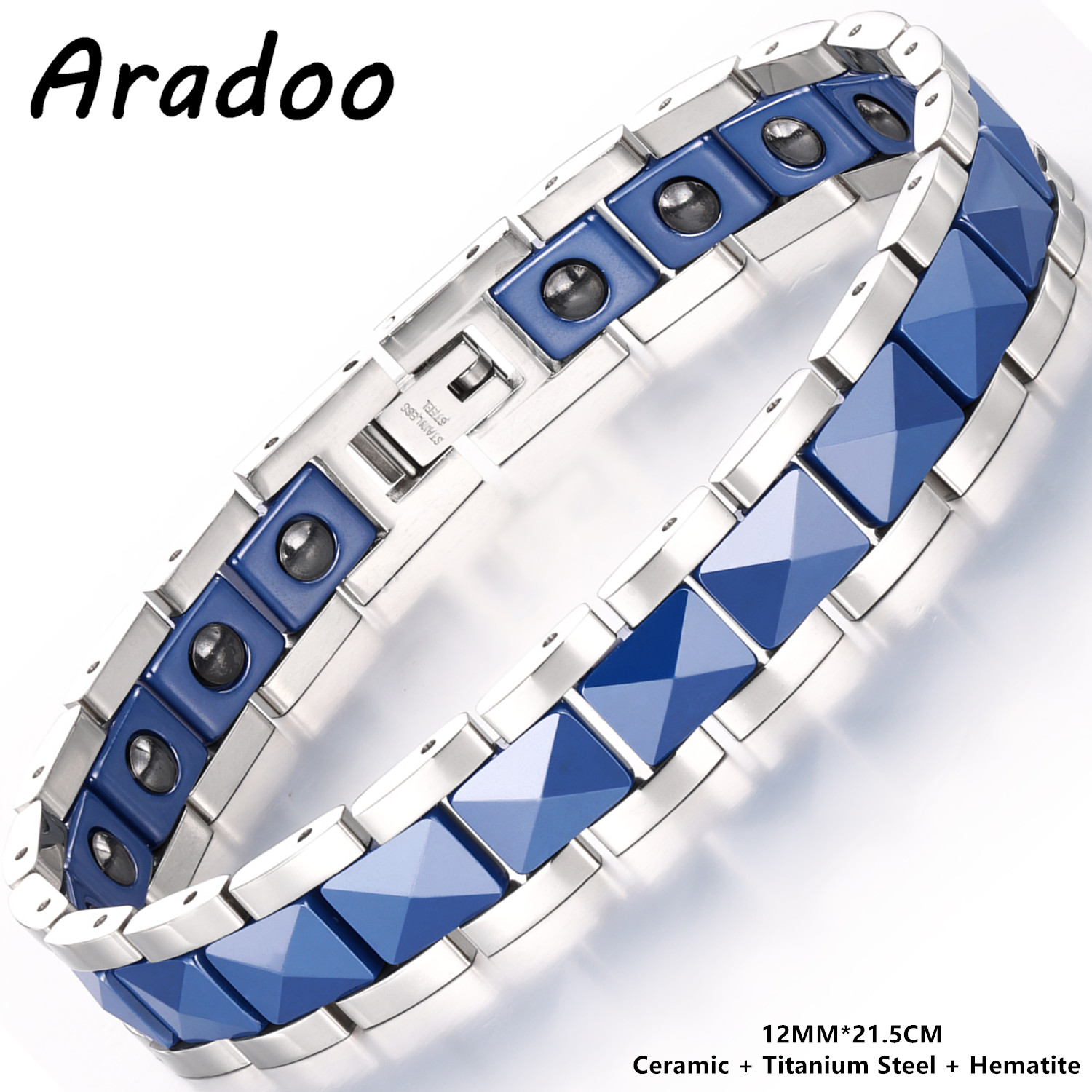 Ceramic Link Bracelet - ARADOO Bracciale in acciaio al titanio