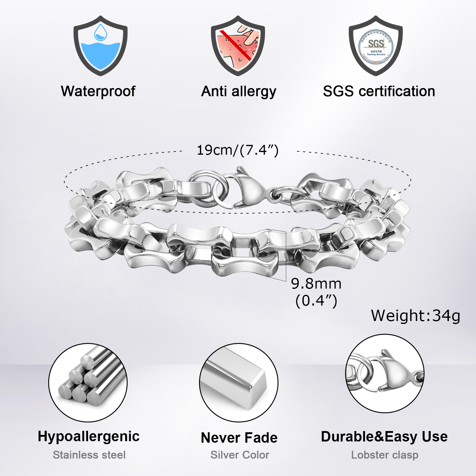 Bracciali a catena da uomo pes - Ceramic Link Bracelet recensione e prezzo